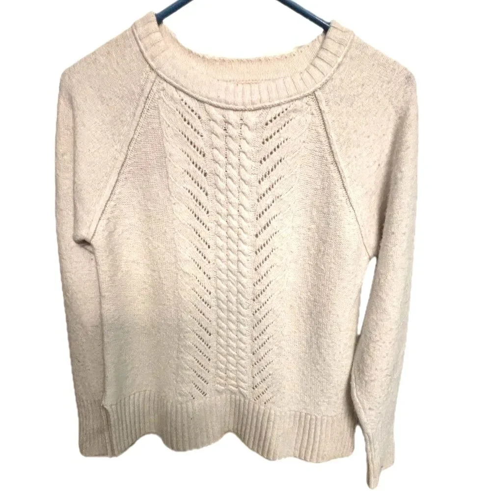 J.Crew Cream Cable Knit Sweater Merino Wool Blend Women's Small